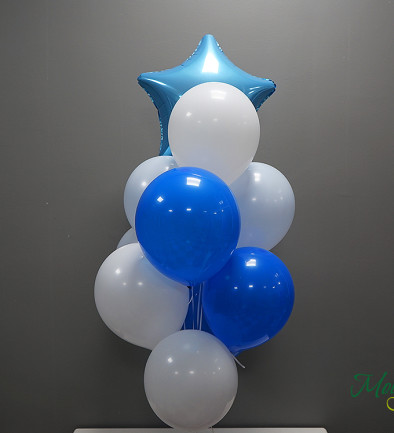 Набор из белых, голубых шаров и голубой звёздочки (10 шт) Фото 394x433
